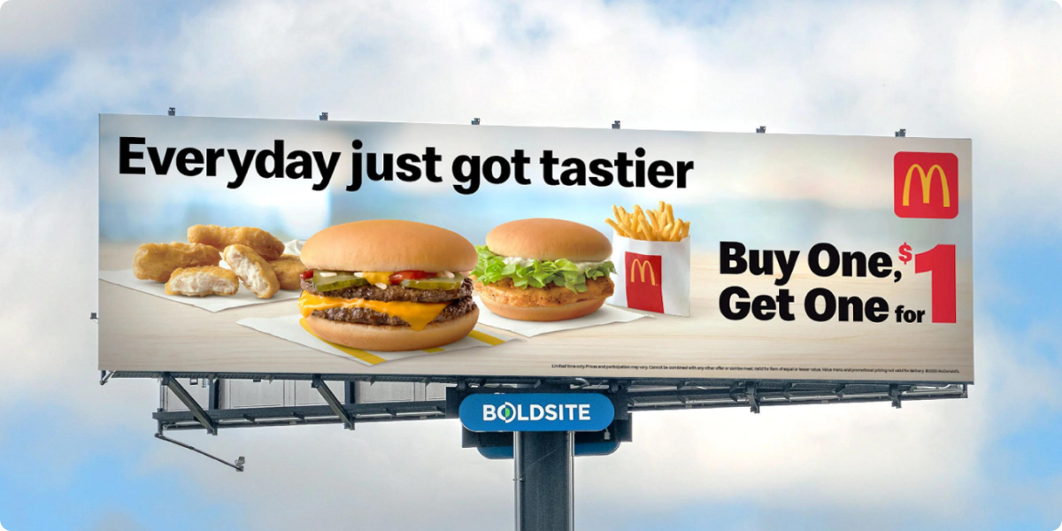 McDonald's buy one get one for $1 billboard