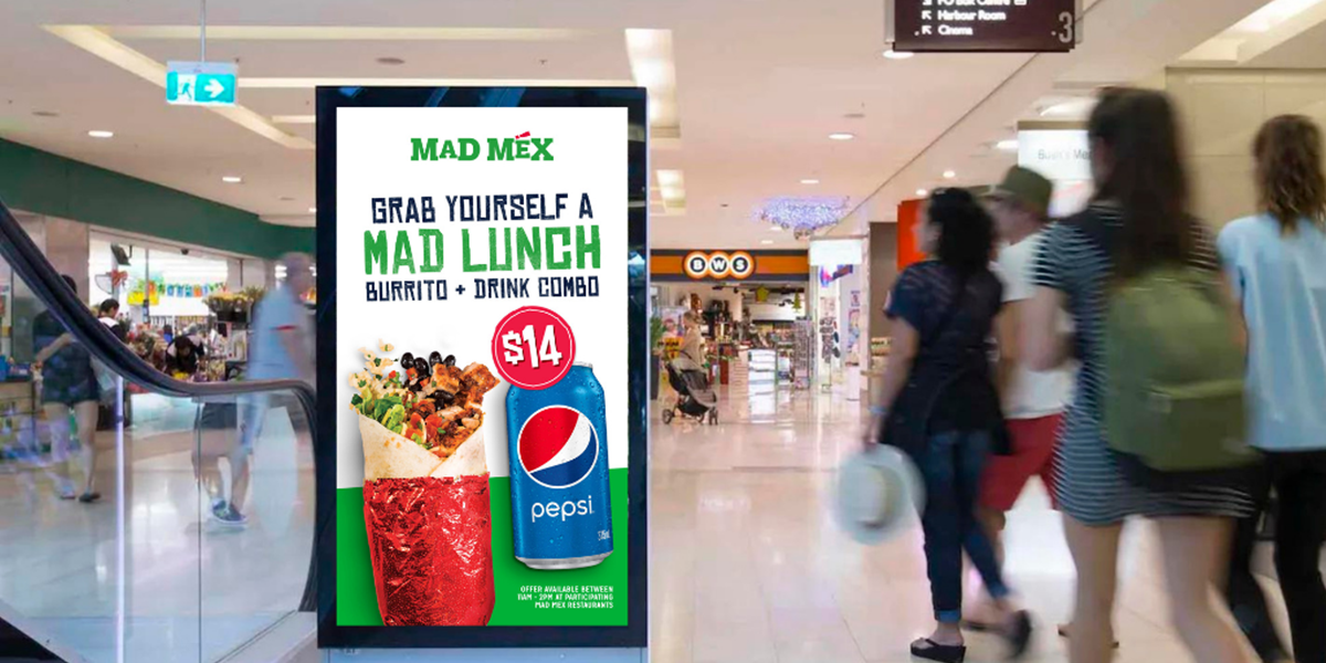 Mad Mex campaign on indoor billboard